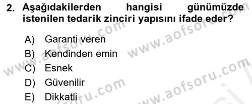 Tedarik Zinciri Yönetimi Dersi 2018 - 2019 Yılı (Final) Dönem Sonu Sınav Soruları 2. Soru