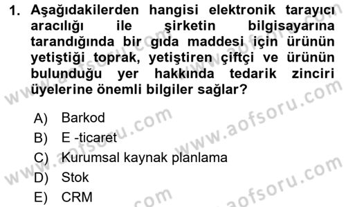 Tedarik Zinciri Yönetimi Dersi 2020 - 2021 Yılı Yaz Okulu Sınav Soruları 1. Soru