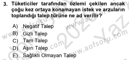 Tedarik Zinciri Yönetimi Dersi 2020 - 2021 Yılı Yaz Okulu Sınav Soruları 3. Soru
