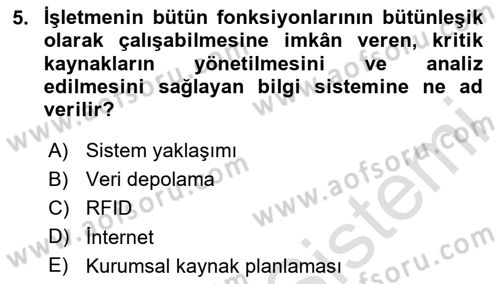 Tedarik Zinciri Yönetimi Dersi 2020 - 2021 Yılı Yaz Okulu Sınav Soruları 5. Soru