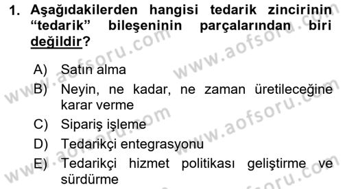 Tedarik Zinciri Yönetimi Dersi 2021 - 2022 Yılı (Vize) Ara Sınav Soruları 1. Soru