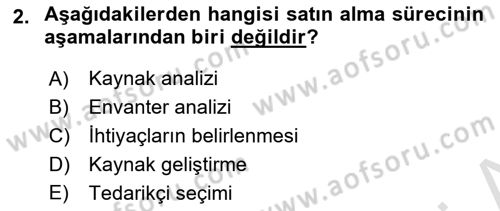 Tedarik Zinciri Yönetimi Dersi 2021 - 2022 Yılı (Vize) Ara Sınav Soruları 2. Soru