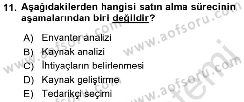 Tedarik Zinciri Yönetimi Dersi 2021 - 2022 Yılı Yaz Okulu Sınav Soruları 11. Soru