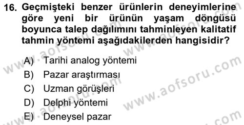 Tedarik Zinciri Yönetimi Dersi 2021 - 2022 Yılı Yaz Okulu Sınav Soruları 16. Soru