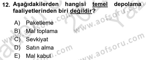 Tedarik Zinciri Yönetimi Dersi 2022 - 2023 Yılı Yaz Okulu Sınav Soruları 12. Soru