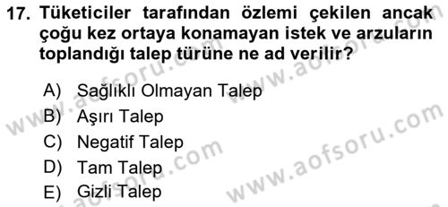 Tedarik Zinciri Yönetimi Dersi 2022 - 2023 Yılı Yaz Okulu Sınav Soruları 17. Soru