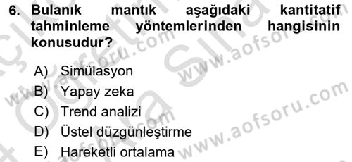 Tedarik Zinciri Yönetimi Dersi 2023 - 2024 Yılı (Vize) Ara Sınavı 6. Soru