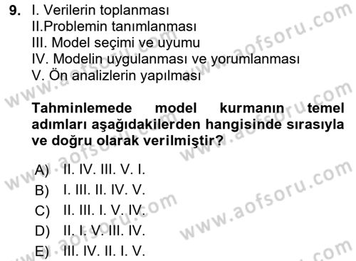 Tedarik Zinciri Yönetimi Dersi 2023 - 2024 Yılı (Vize) Ara Sınavı 9. Soru