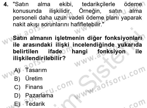 Tedarik Zinciri Yönetimi Dersi 2024 - 2025 Yılı (Vize) Ara Sınav Soruları 4. Soru