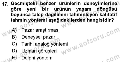 Tedarik Zinciri Yönetimi Dersi 2024 - 2025 Yılı (Final) Dönem Sonu Sınav Soruları 17. Soru