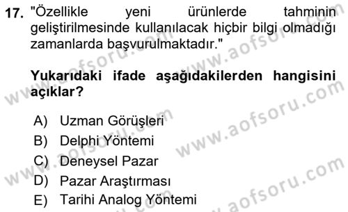 Tedarik Zinciri Yönetimi Dersi 2025 - 2026 Yılı (Vize) Ara Sınav Soruları 17. Soru