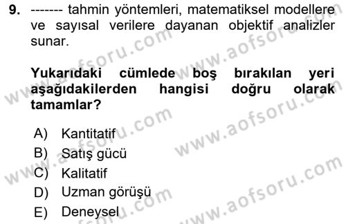 Tedarik Zinciri Yönetimi Dersi 2025 - 2026 Yılı (Vize) Ara Sınav Soruları 9. Soru