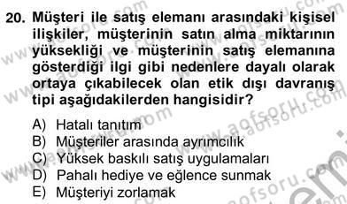 Satış Yönetimi Dersi 2012 - 2013 Yılı (Vize) Ara Sınav Soruları 20. Soru