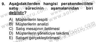 Satış Yönetimi Dersi 2012 - 2013 Yılı (Vize) Ara Sınav Soruları 9. Soru