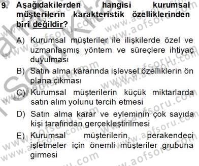 Satış Yönetimi Dersi 2014 - 2015 Yılı (Vize) Ara Sınav Soruları 9. Soru