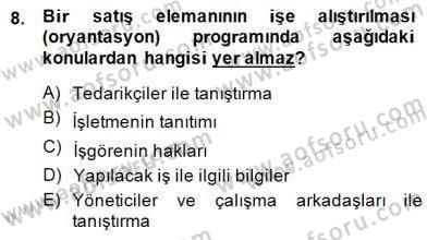 Satış Yönetimi Dersi 2014 - 2015 Yılı (Final) Dönem Sonu Sınav Soruları 8. Soru