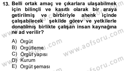 Satış Yönetimi Dersi 2014 - 2015 Yılı Tek Ders Sınav Soruları 13. Soru