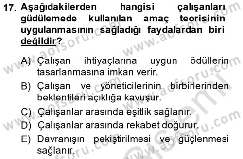 Satış Yönetimi Dersi 2014 - 2015 Yılı Tek Ders Sınav Soruları 17. Soru