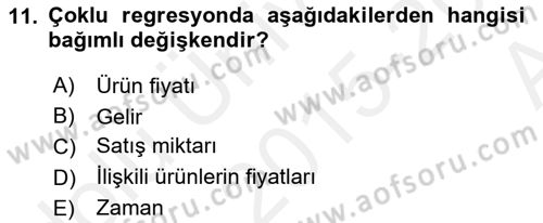 Satış Yönetimi Dersi 2015 - 2016 Yılı (Vize) Ara Sınav Soruları 11. Soru