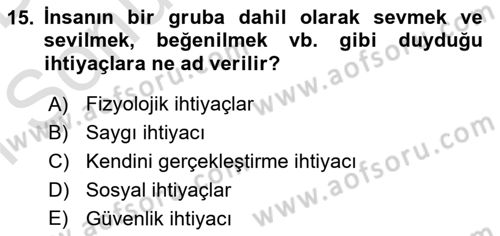 Satış Yönetimi Dersi 2015 - 2016 Yılı (Final) Dönem Sonu Sınav Soruları 15. Soru