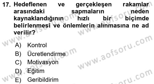 Satış Yönetimi Dersi 2015 - 2016 Yılı (Final) Dönem Sonu Sınav Soruları 17. Soru