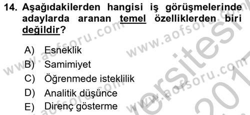 Satış Yönetimi Dersi 2016 - 2017 Yılı 3 Ders Sınav Soruları 14. Soru