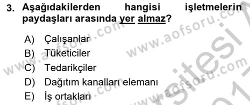 Satış Yönetimi Dersi 2016 - 2017 Yılı 3 Ders Sınav Soruları 3. Soru