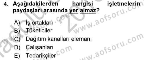 Satış Yönetimi Dersi 2016 - 2017 Yılı (Vize) Ara Sınav Soruları 4. Soru