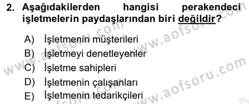 Satış Yönetimi Dersi 2017 - 2018 Yılı 3 Ders Sınav Soruları 2. Soru