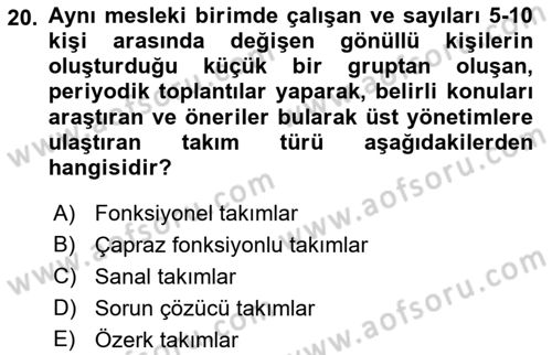 Satış Yönetimi Dersi 2017 - 2018 Yılı (Vize) Ara Sınav Soruları 20. Soru