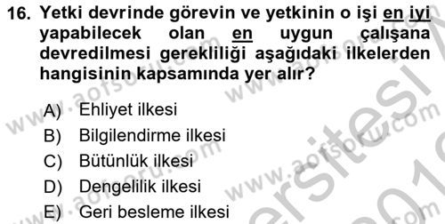 Satış Yönetimi Dersi 2018 - 2019 Yılı Yaz Okulu Sınav Soruları 16. Soru