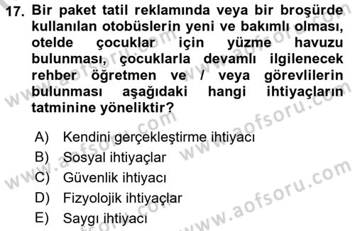 Satış Yönetimi Dersi 2018 - 2019 Yılı Yaz Okulu Sınav Soruları 17. Soru