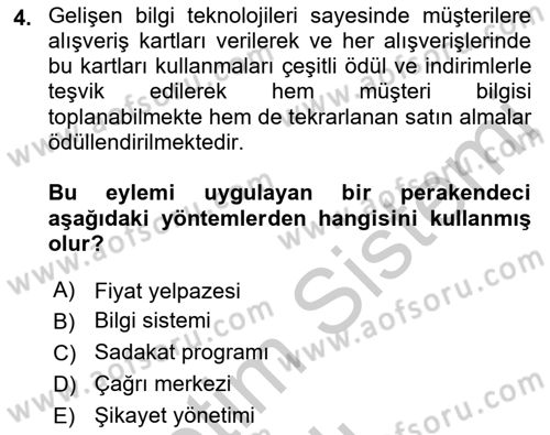 Satış Yönetimi Dersi 2018 - 2019 Yılı Yaz Okulu Sınav Soruları 4. Soru