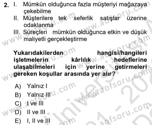 Satış Yönetimi Dersi 2021 - 2022 Yılı (Vize) Ara Sınav Soruları 2. Soru