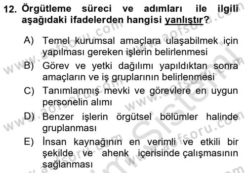 Satış Yönetimi Dersi 2021 - 2022 Yılı Yaz Okulu Sınav Soruları 12. Soru