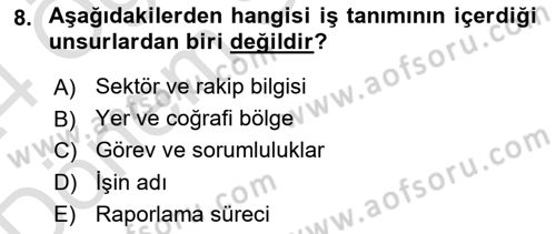 Satış Yönetimi Dersi 2023 - 2024 Yılı (Final) Dönem Sonu Sınav Soruları 8. Soru