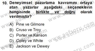 Eğlence Pazarlaması Dersi 2014 - 2015 Yılı (Vize) Ara Sınav Soruları 10. Soru