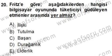 Eğlence Pazarlaması Dersi 2014 - 2015 Yılı (Final) Dönem Sonu Sınav Soruları 20. Soru