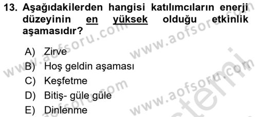 Eğlence Pazarlaması Dersi 2024 - 2025 Yılı (Vize) Ara Sınav Soruları 13. Soru