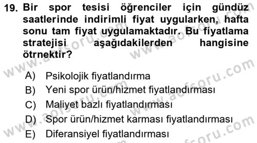 Eğlence Pazarlaması Dersi 2024 - 2025 Yılı (Vize) Ara Sınav Soruları 19. Soru