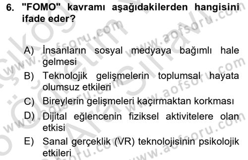 Eğlence Pazarlaması Dersi 2024 - 2025 Yılı (Vize) Ara Sınav Soruları 6. Soru