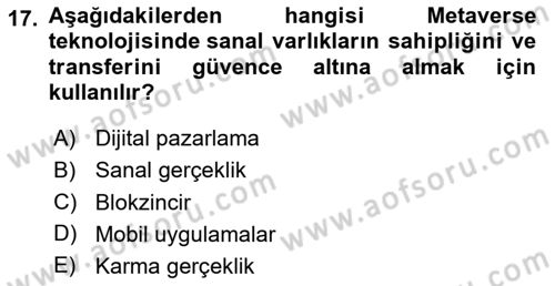 Eğlence Pazarlaması Dersi 2024 - 2025 Yılı (Final) Dönem Sonu Sınav Soruları 17. Soru