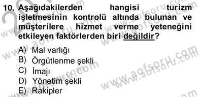 Turizm Pazarlaması Dersi 2012 - 2013 Yılı (Vize) Ara Sınav Soruları 10. Soru