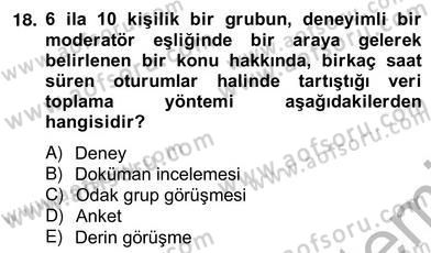 Turizm Pazarlaması Dersi 2012 - 2013 Yılı (Vize) Ara Sınav Soruları 18. Soru