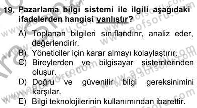 Turizm Pazarlaması Dersi 2012 - 2013 Yılı (Vize) Ara Sınav Soruları 19. Soru