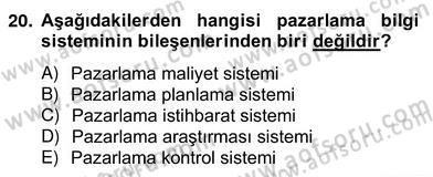 Turizm Pazarlaması Dersi 2012 - 2013 Yılı (Vize) Ara Sınav Soruları 20. Soru