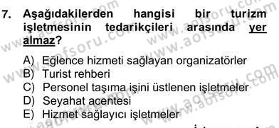 Turizm Pazarlaması Dersi 2012 - 2013 Yılı (Vize) Ara Sınav Soruları 7. Soru