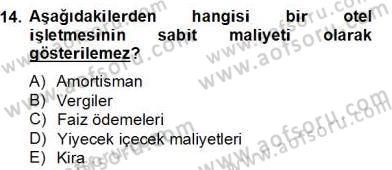 Turizm Pazarlaması Dersi 2012 - 2013 Yılı (Final) Dönem Sonu Sınavı 14. Soru