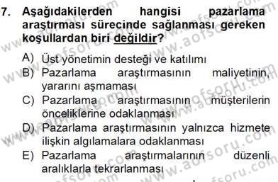 Turizm Pazarlaması Dersi 2012 - 2013 Yılı (Final) Dönem Sonu Sınavı 7. Soru