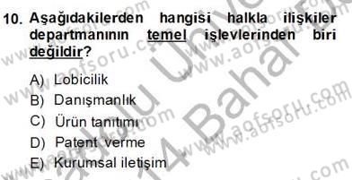 Turizm Pazarlaması Dersi 2013 - 2014 Yılı (Final) Dönem Sonu Sınav Soruları 10. Soru